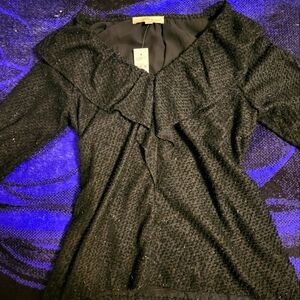 Pretty Black Shiny Women’s LOFT Blouse Size S Small NWT
